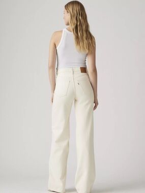 NEW Levi’s Ribcage Cotton Wide Leg Jeans Barely Freezing Bone Ecru 27/30 NWT